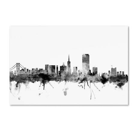 Michael Tompsett 'San Francisco City Skyline B&W' Canvas Art,16x24